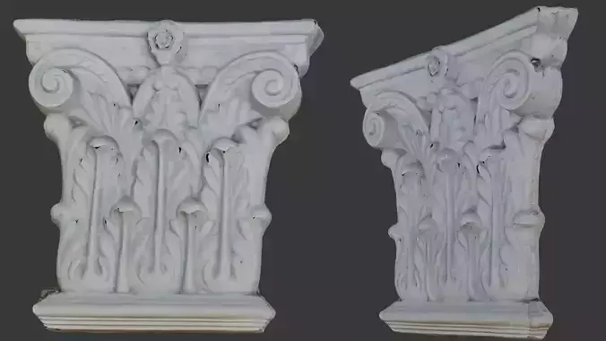  Corinthian Capital Fragment 3D Scan Low-poly 3D model