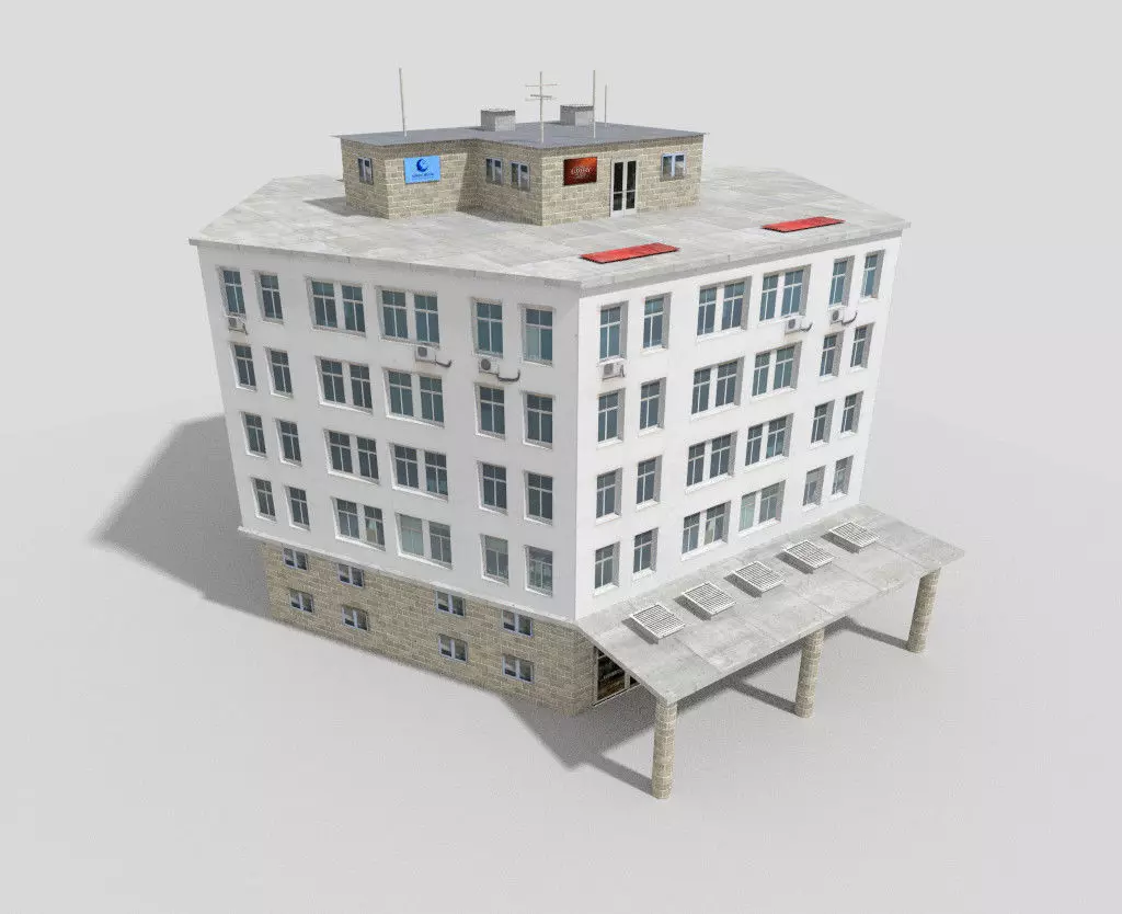 Commercial Building Low-poly 3D model