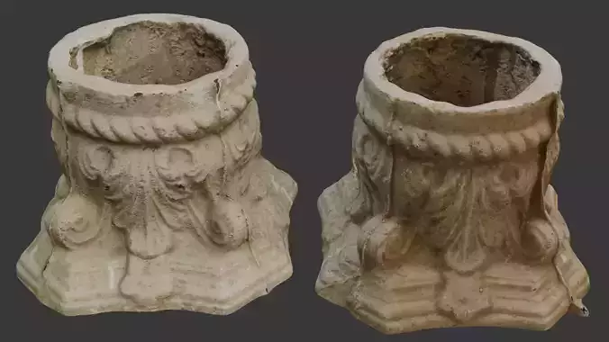 Ornate Stone Column Base 3D Scan