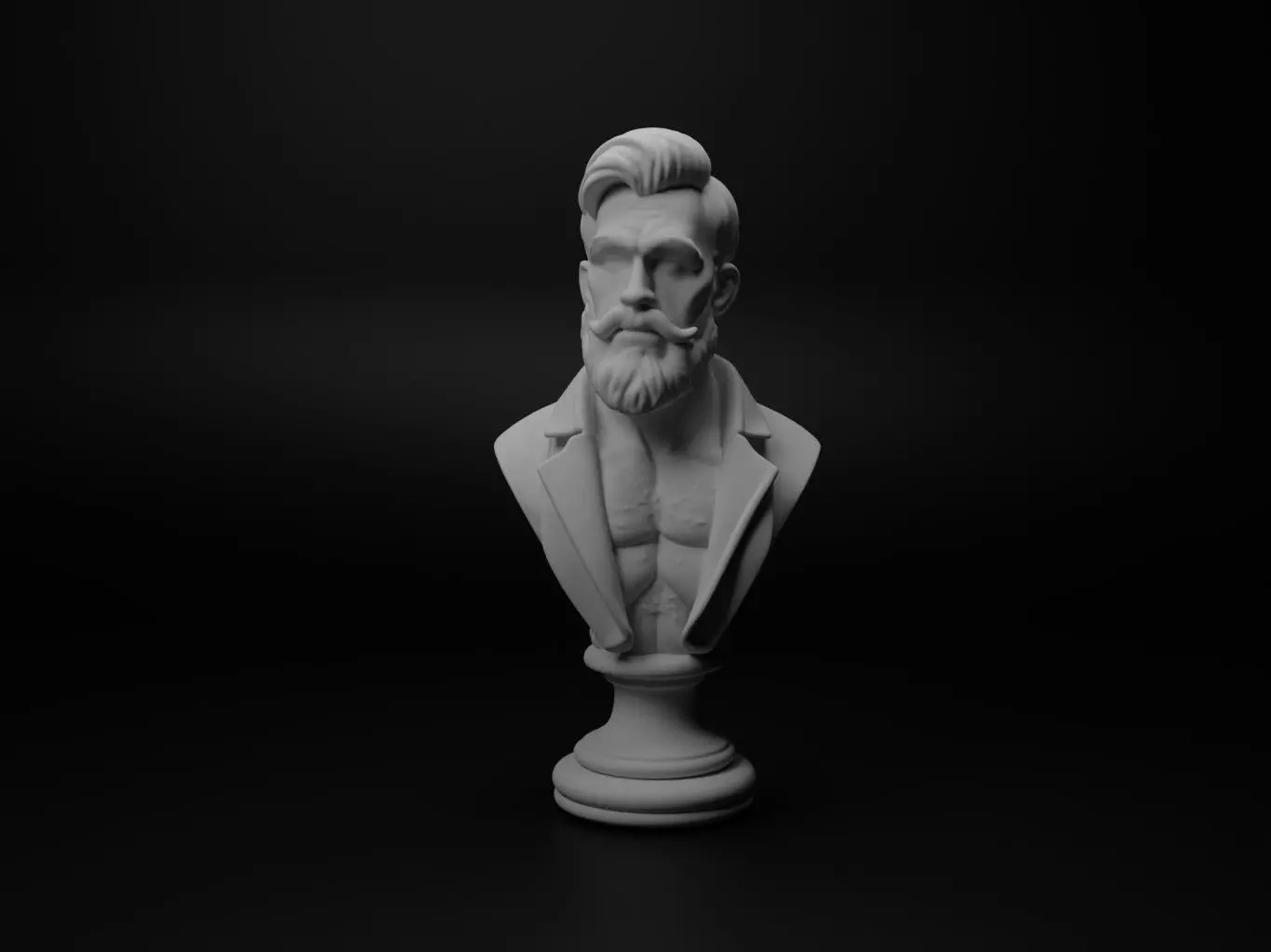 Tattoo Artist Bust Chess 3D print model_0