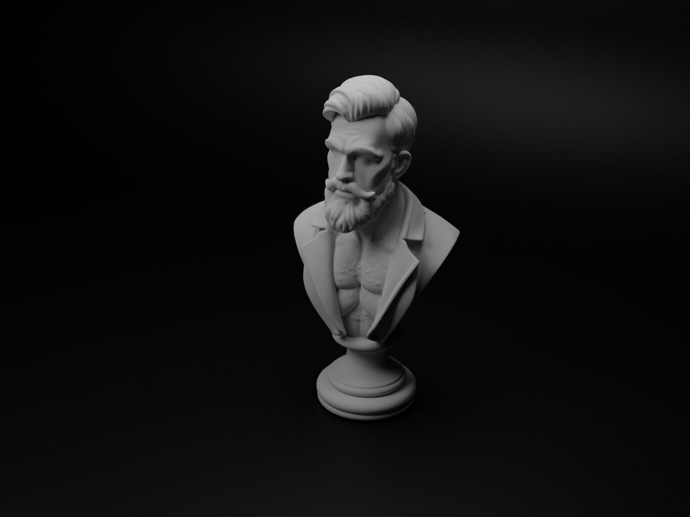 Tattoo Artist Bust Chess 3D print model_1