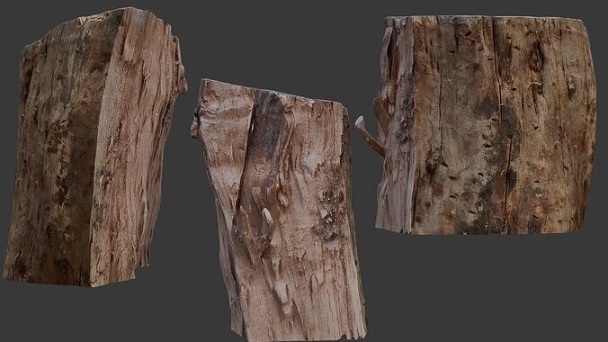 Decayed Wooden Stump 3D Scan Low-poly 3D model