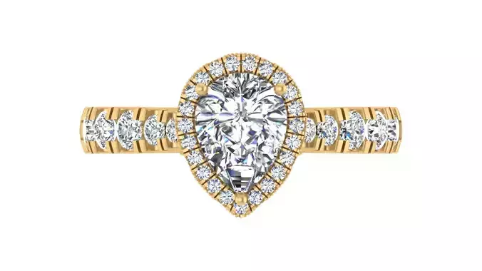 Pear-Cut Halo Diamond Engagement Ring