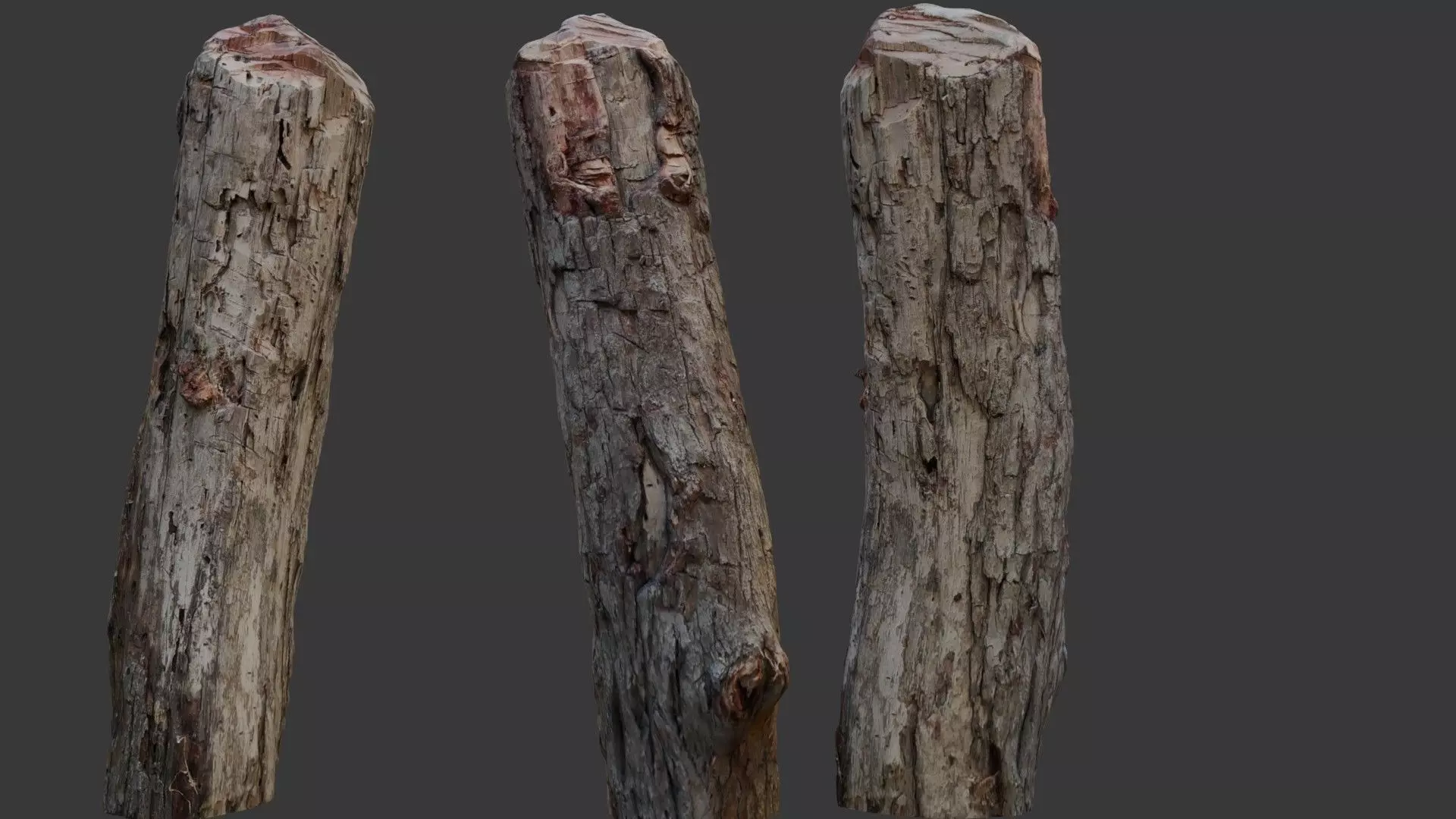 Weathered Wooden Post 3D Scan Low-poly 3D model_0