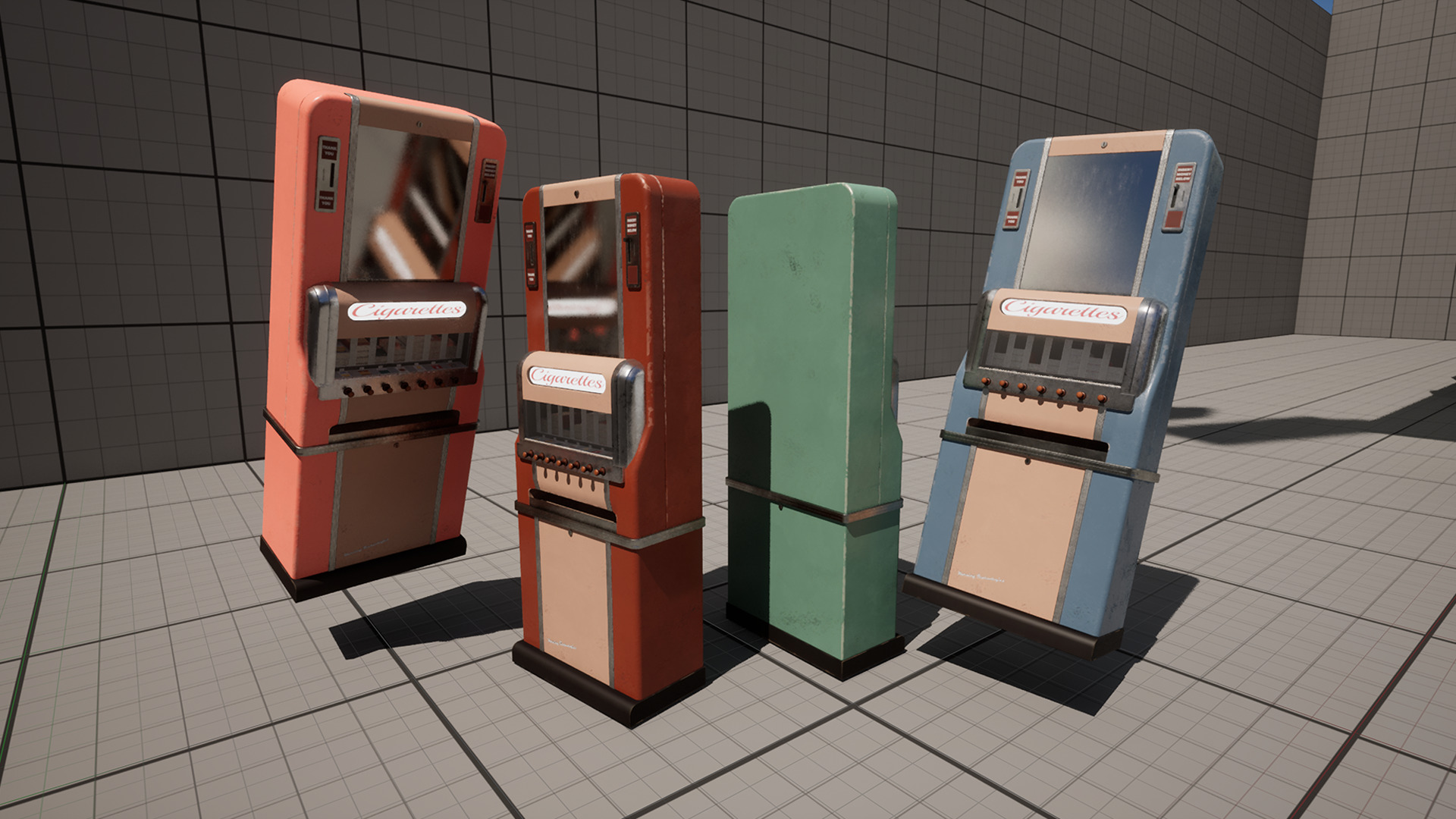 1940s Vintage Cigarette Machine Low-poly 3D model_14