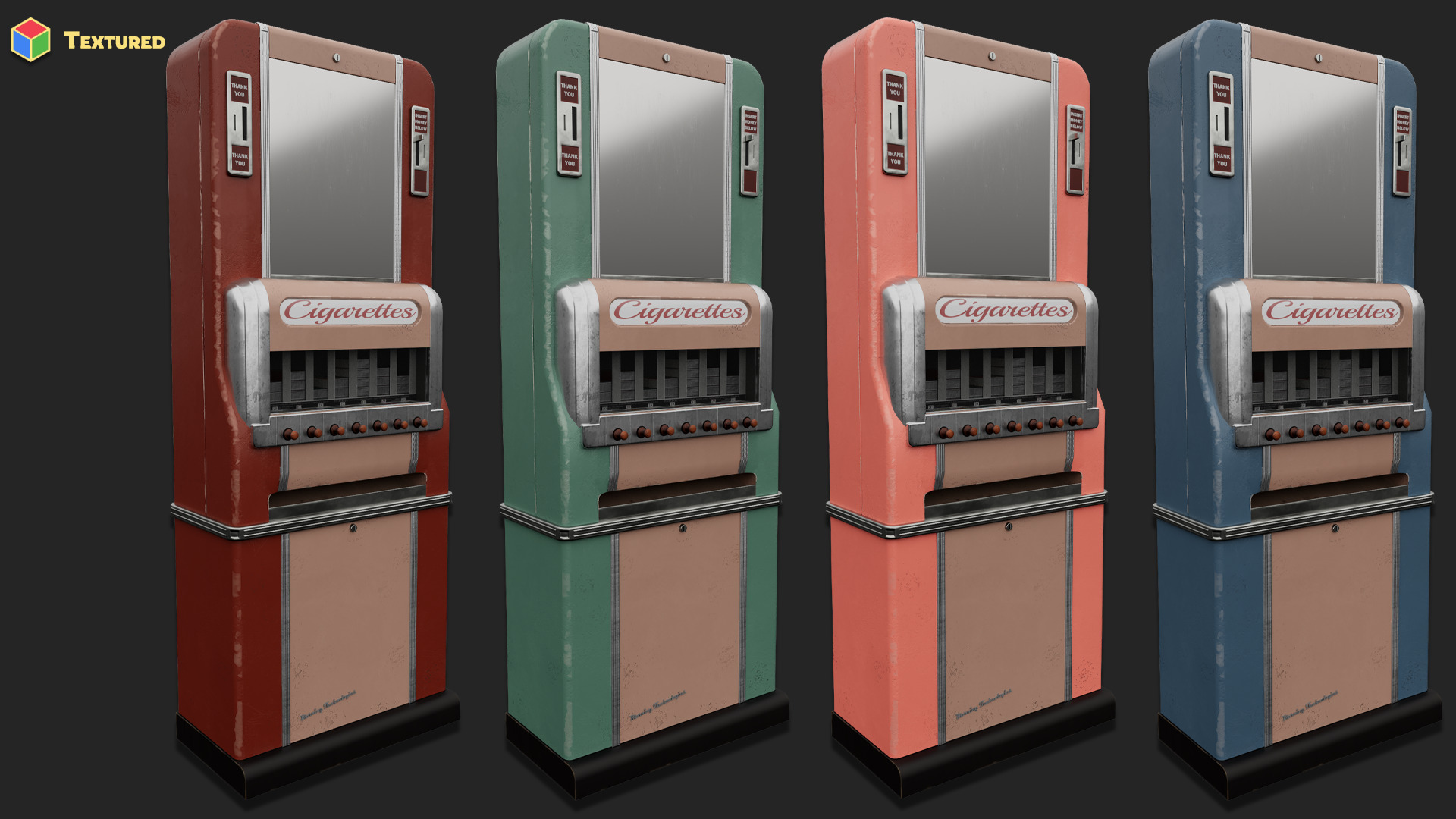 1940s Vintage Cigarette Machine Low-poly 3D model_3