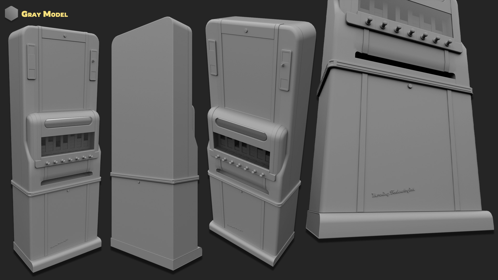 1940s Vintage Cigarette Machine Low-poly 3D model_9