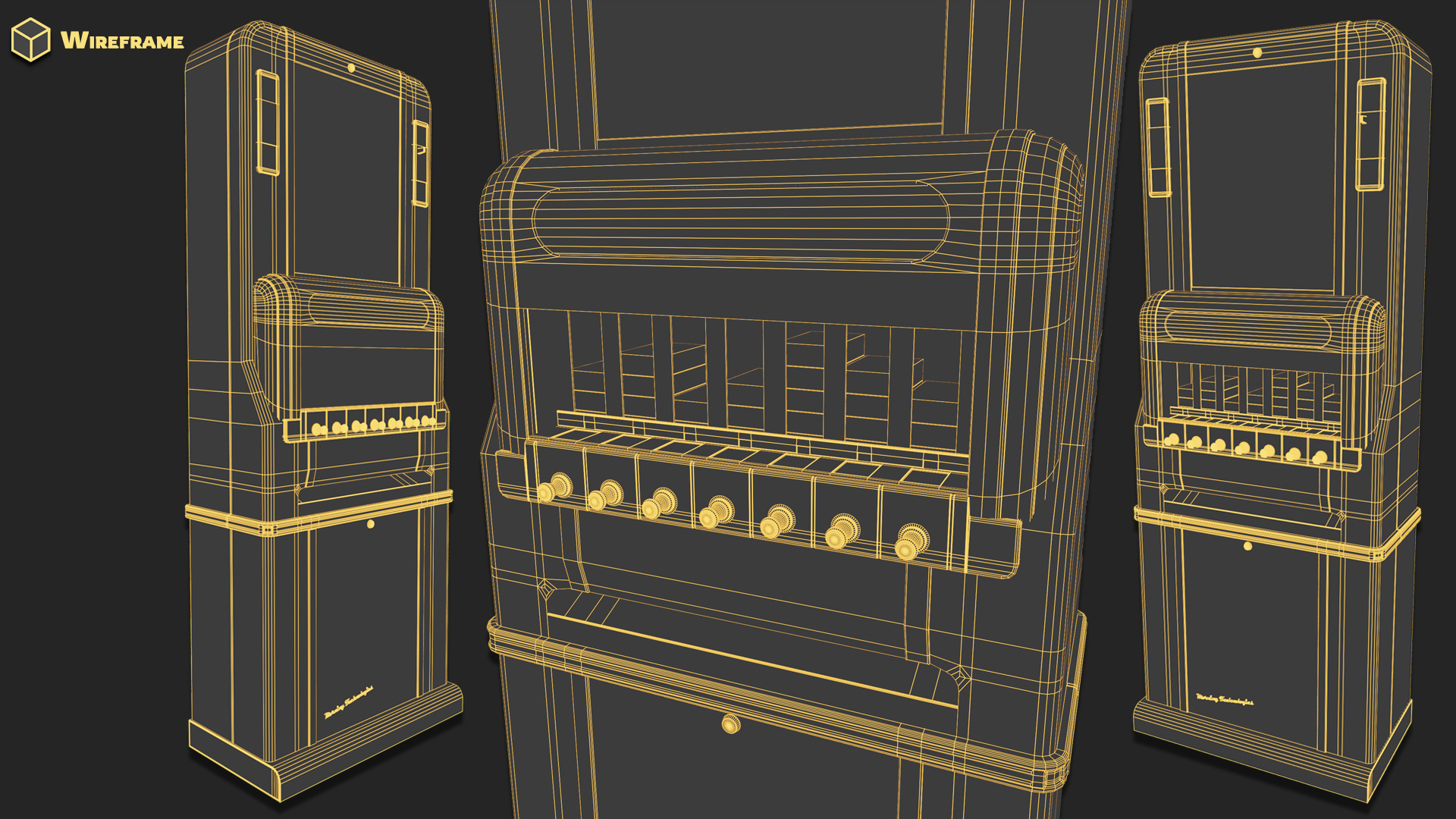 1940s Vintage Cigarette Machine Low-poly 3D model_11