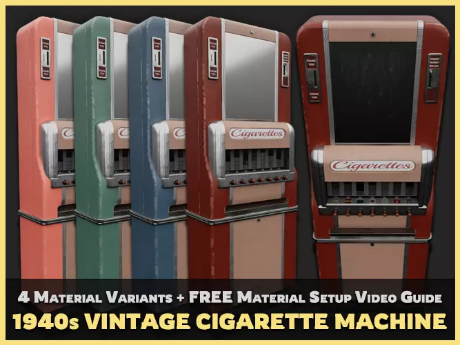 1940s Vintage Cigarette Machine Low-poly 3D model_0
