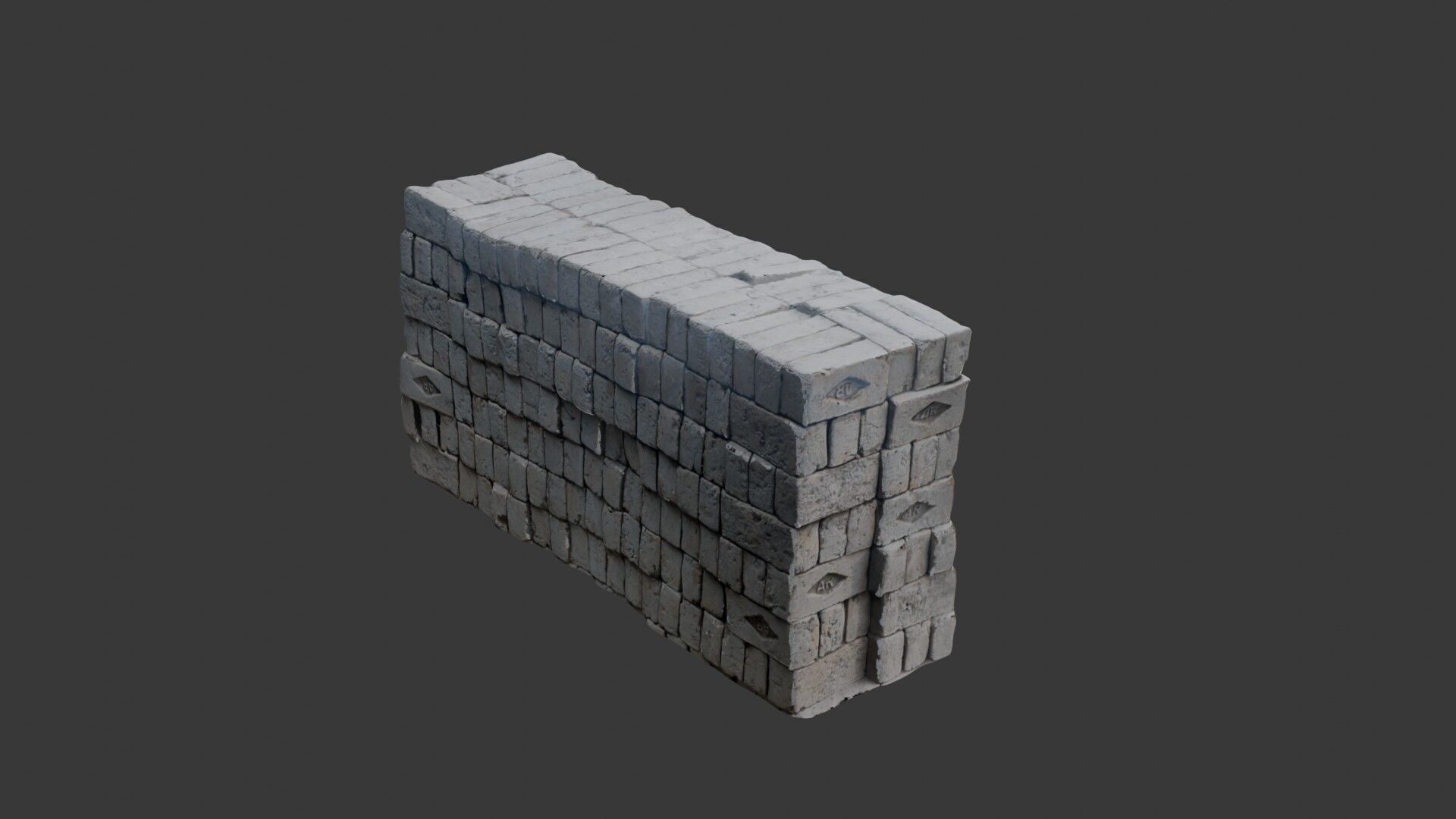 Stacked Brick Pallets 3D Scan Low-poly 3D model_4