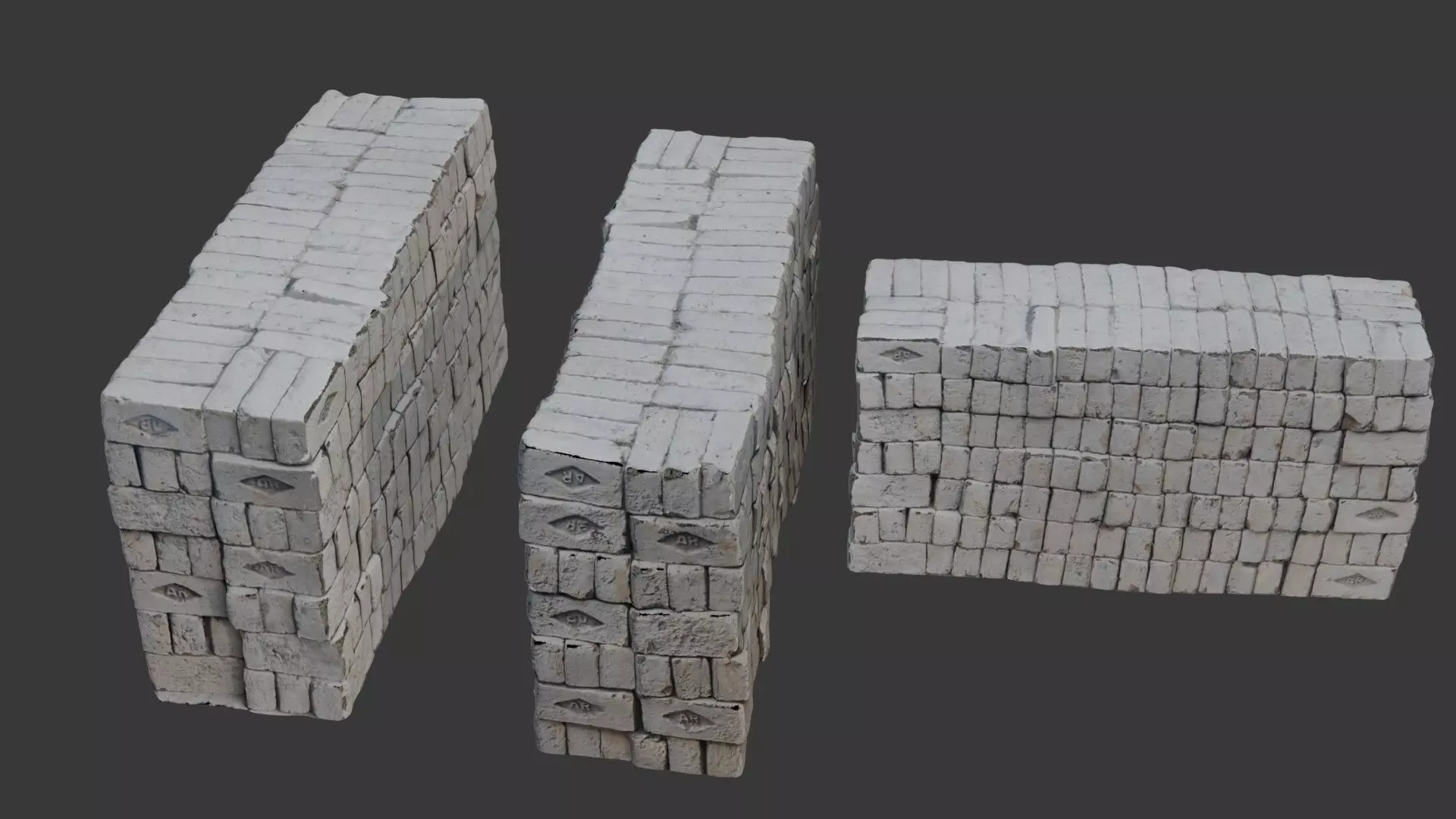 Stacked Brick Pallets 3D Scan Low-poly 3D model_0