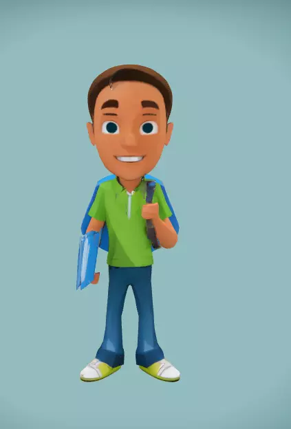 cartoon student holding books 3D print model_0