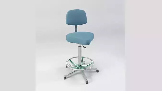 Adjustable Doctor Stool with Back and Footring Low-poly 3D model