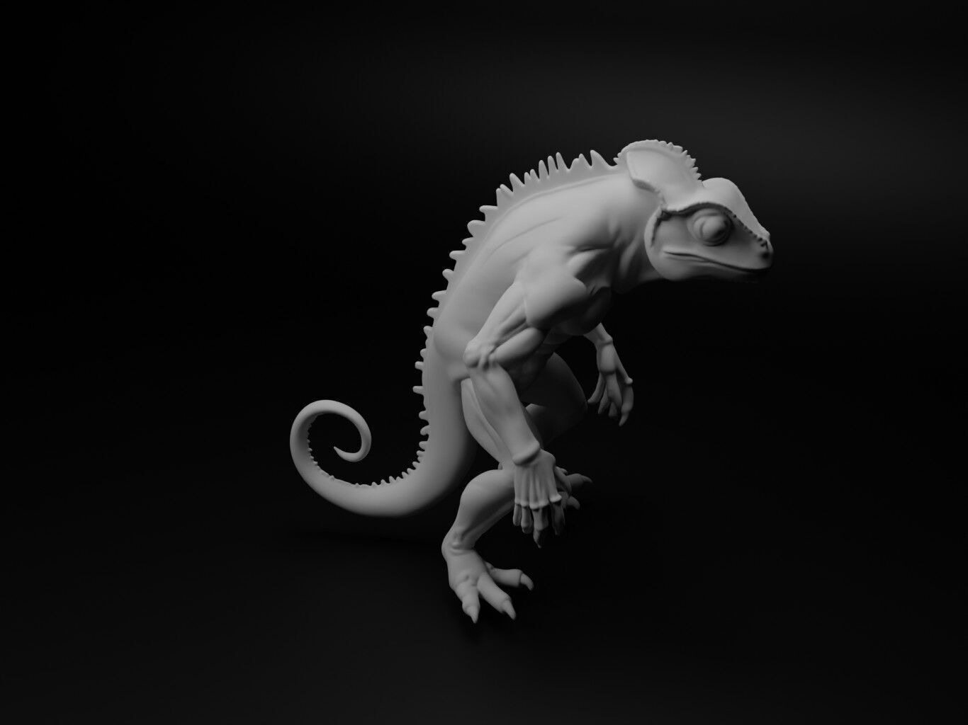 chameleon hybrid figure 3D print model_1