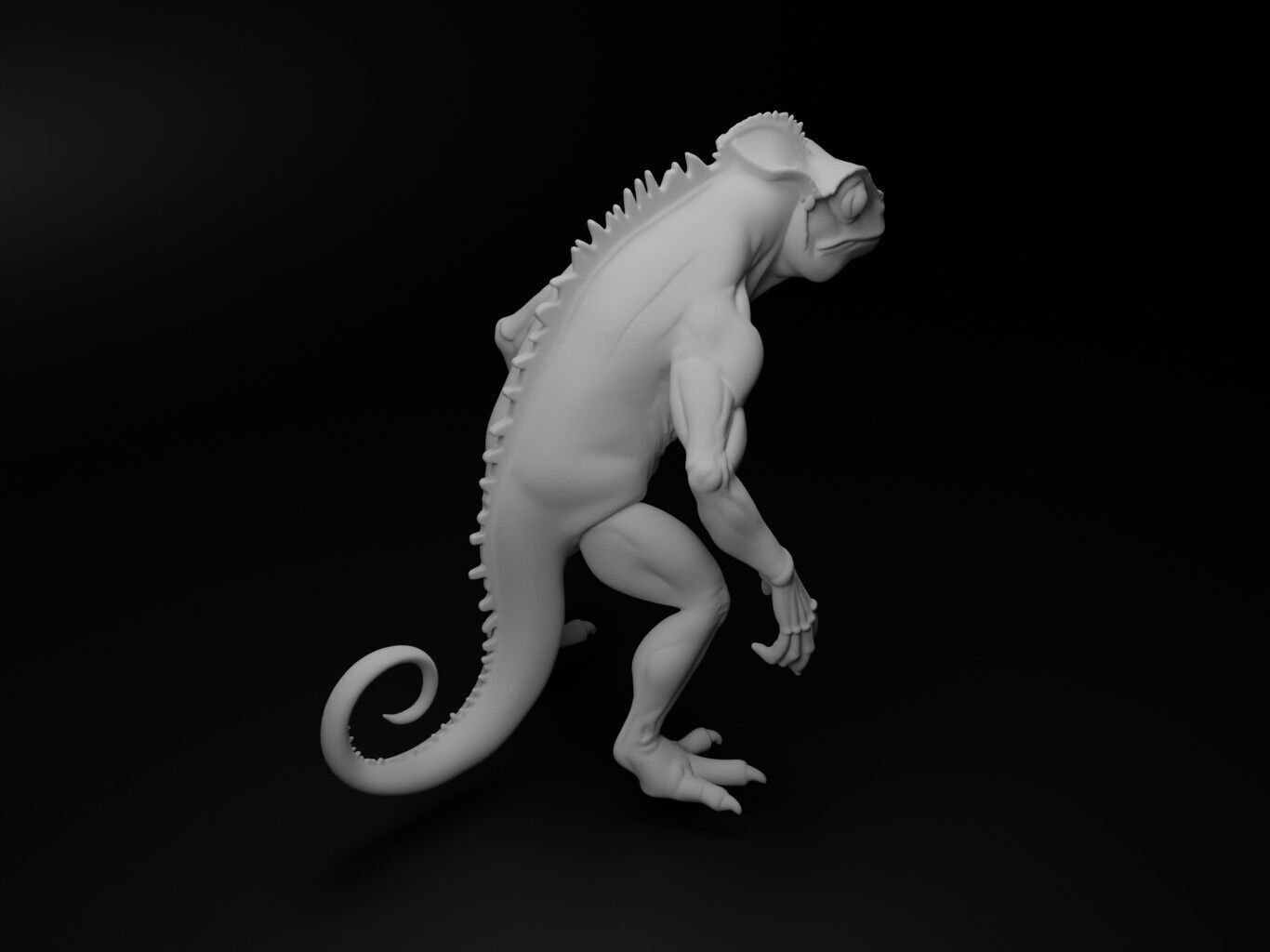chameleon hybrid figure 3D print model_2
