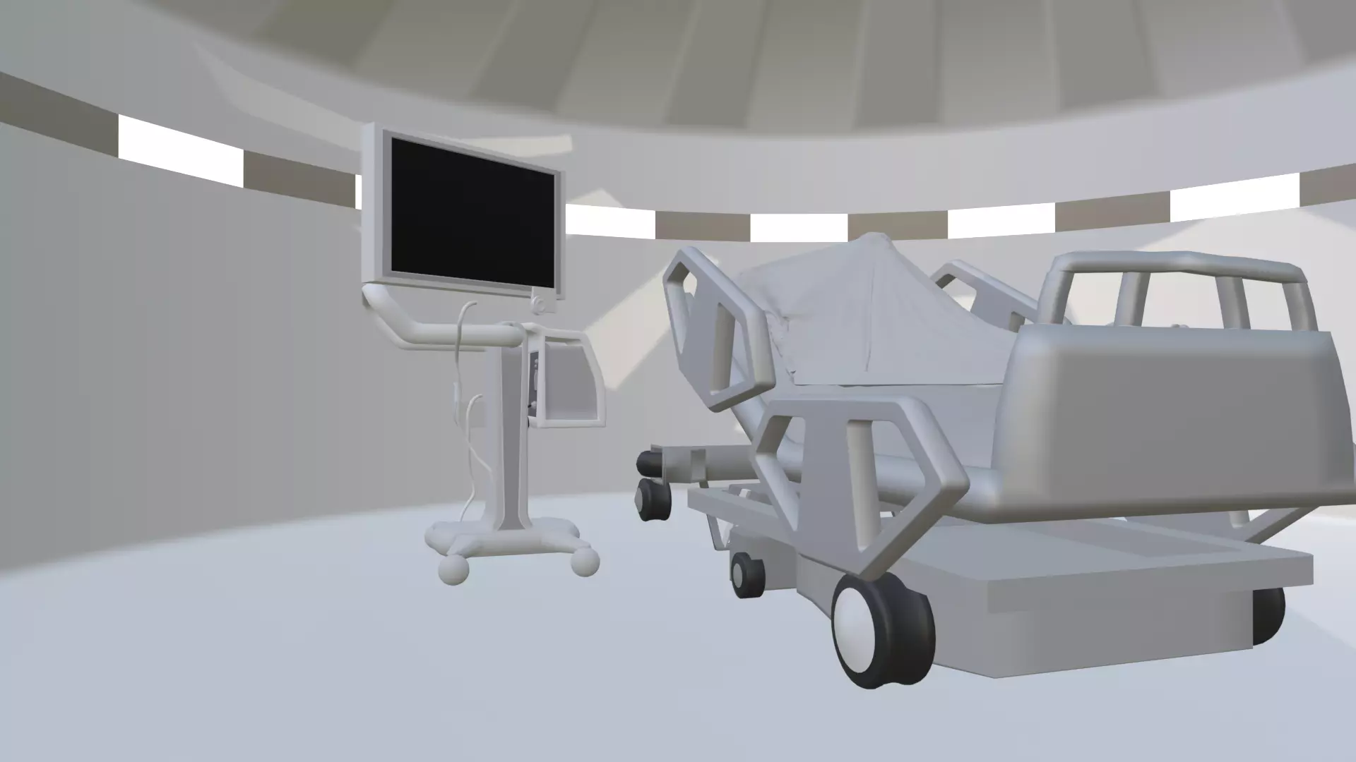 Hospital bed and Animated Heart Monitor Free 3D model