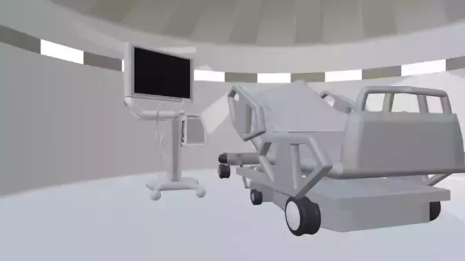 Hospital bed and Animated Heart Monitor