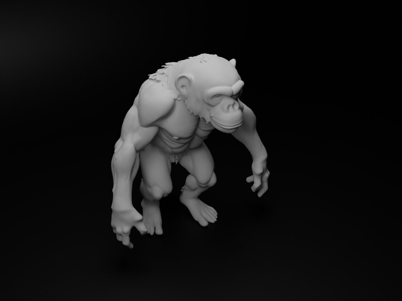 chimpanzee hybrid figure 3D print model_2