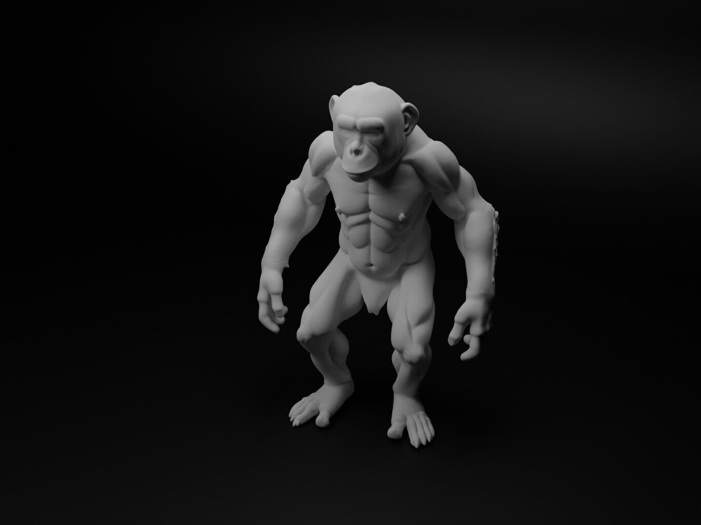 chimpanzee hybrid figure 3D print model_1