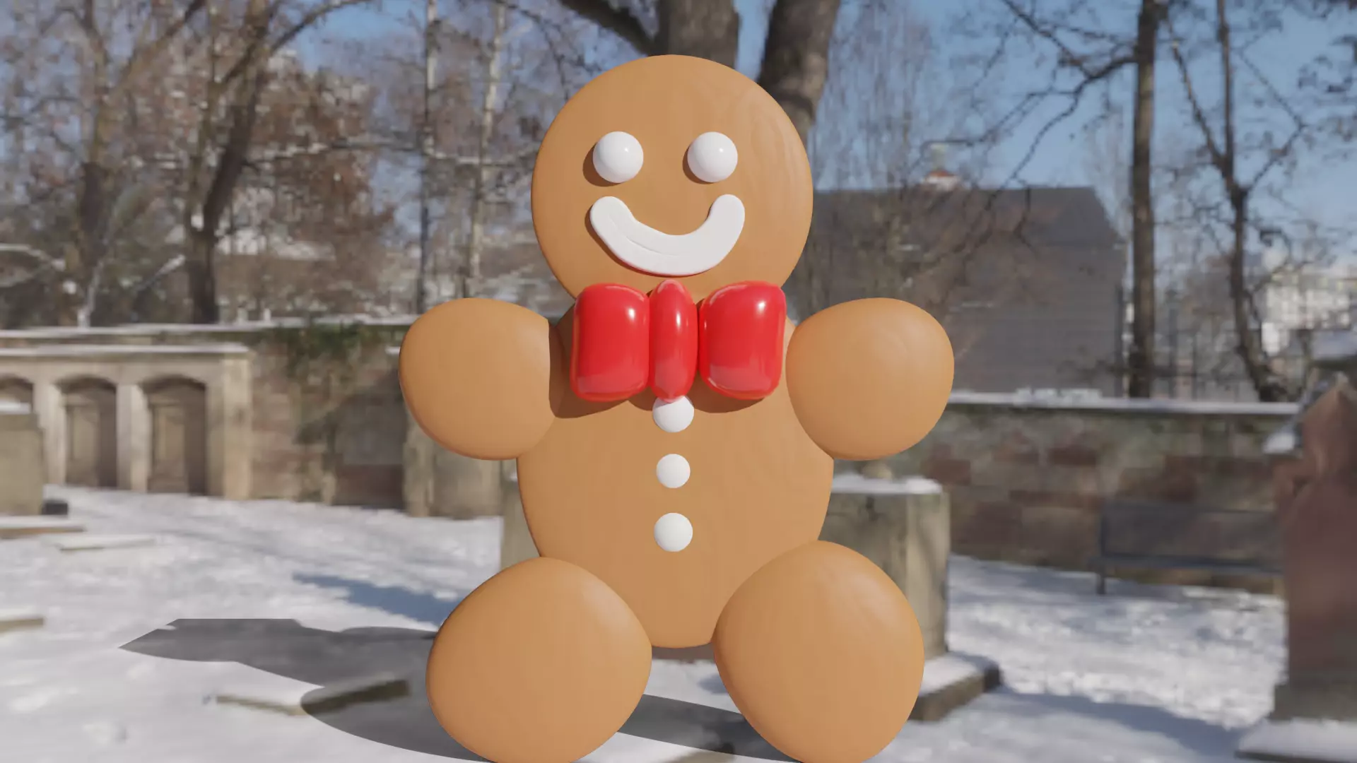 Gingerbread Cookie Man Low-poly 3D model_0