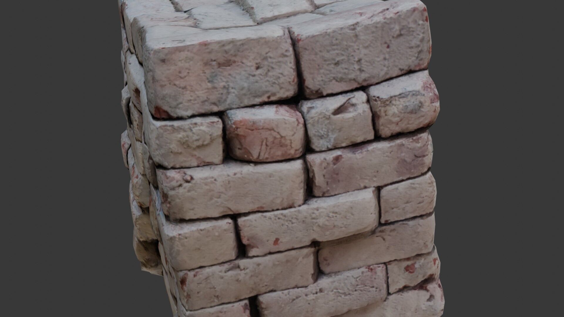 Old Brick Pillar 3D Scan Low-poly 3D model_3