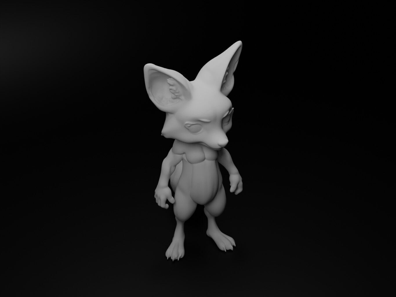 fennec fox hybrid figure 3D print model_2