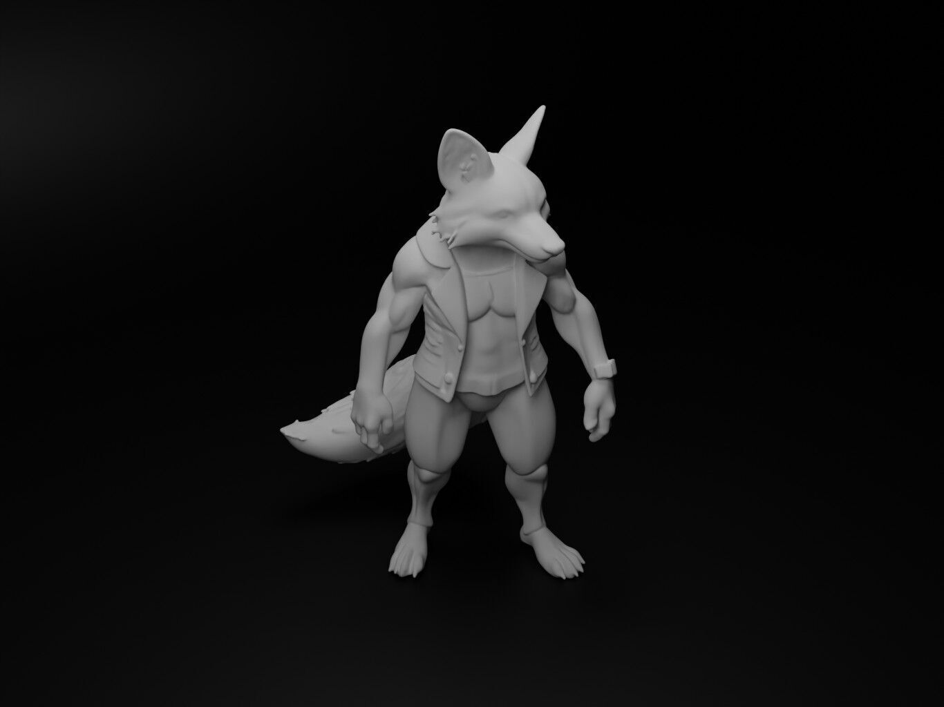 fox hybrid figure 3D print model_2