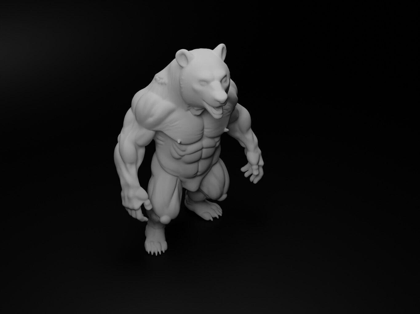grizzly bear hybrid figure 3D print model_2