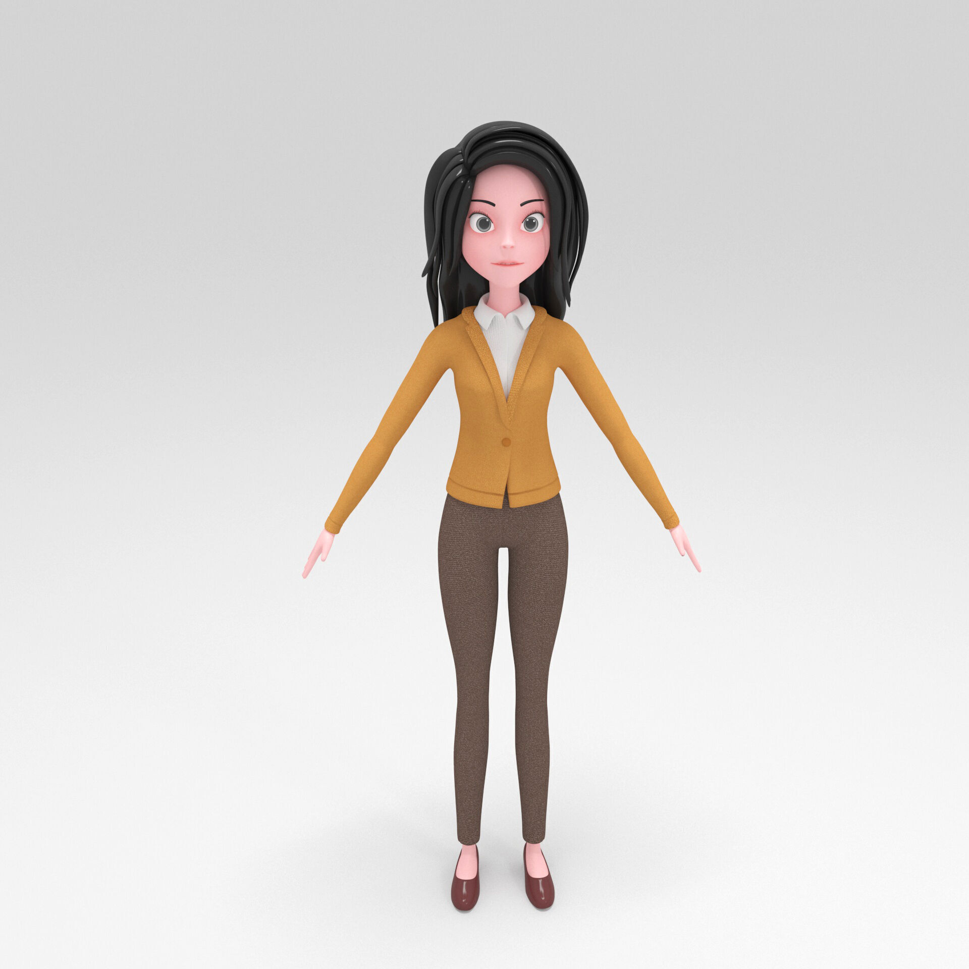 Girl Cartoon 3D model_2