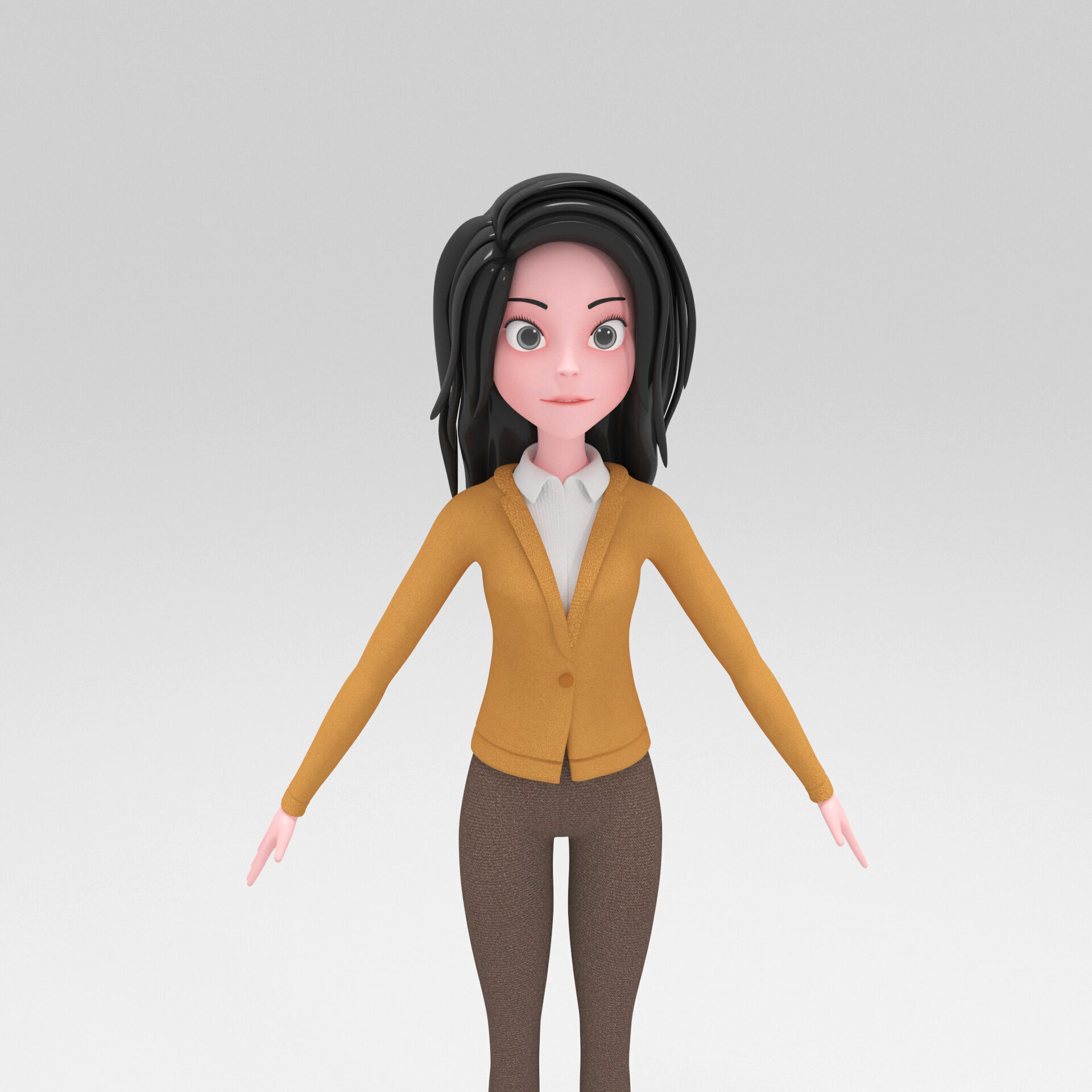 Girl Cartoon 3D model_6