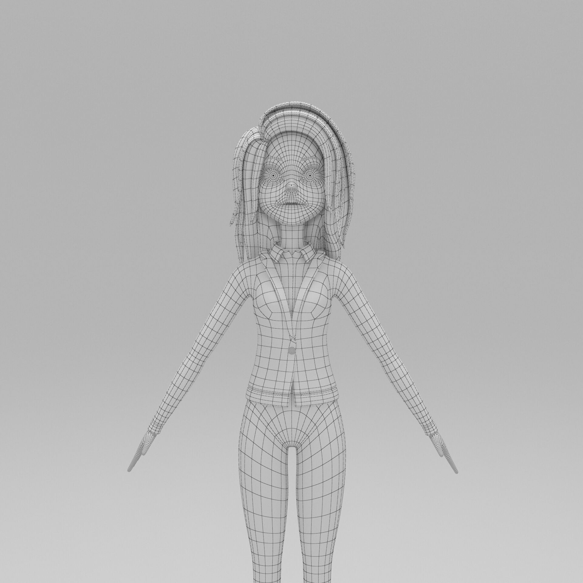 Girl Cartoon 3D model_10