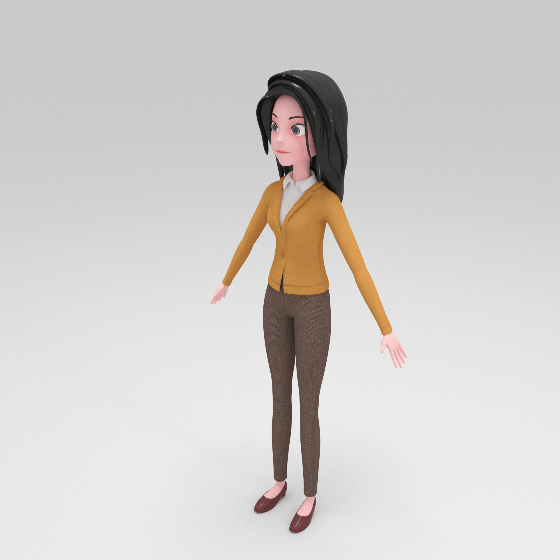 Girl Cartoon 3D model_3