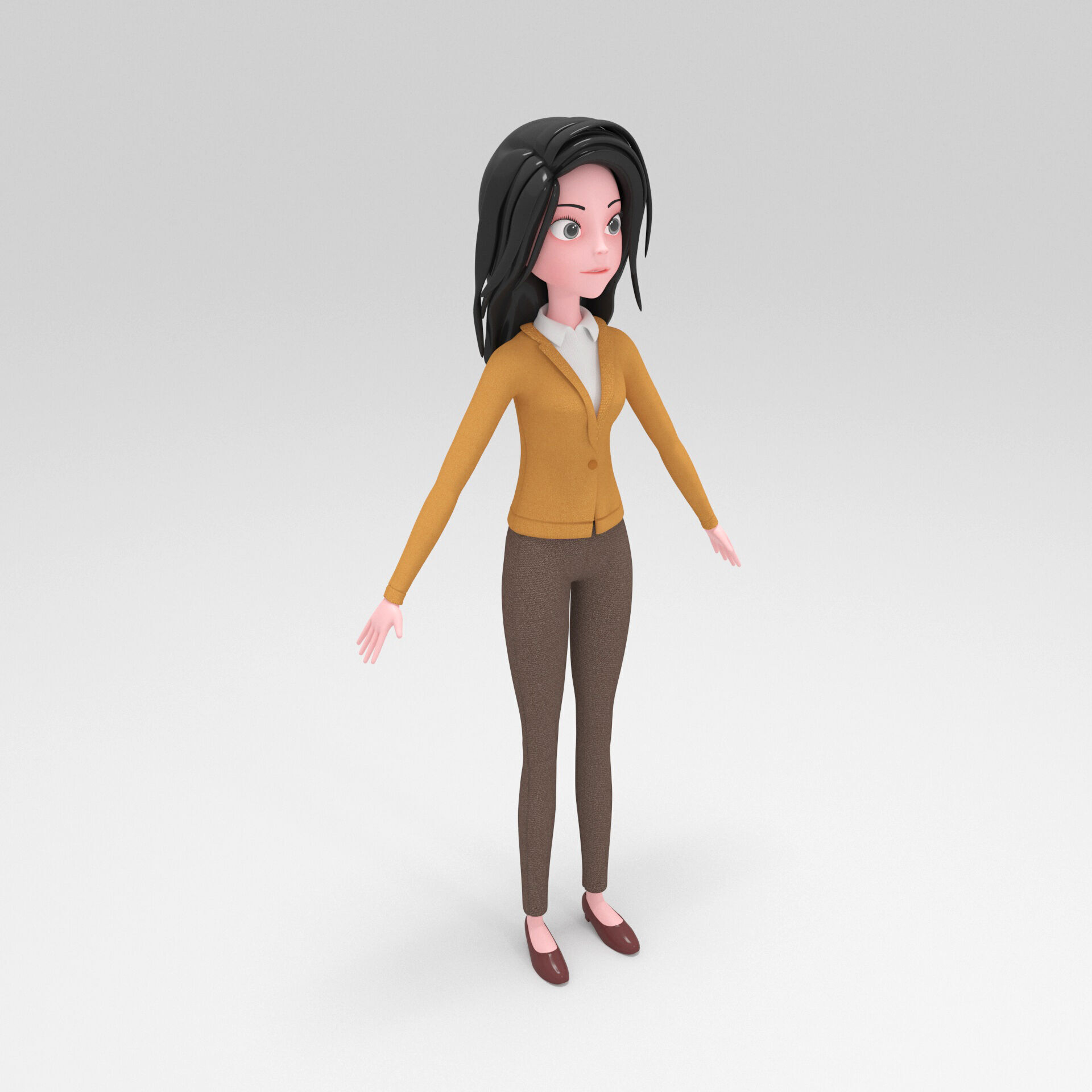 Girl Cartoon 3D model_1