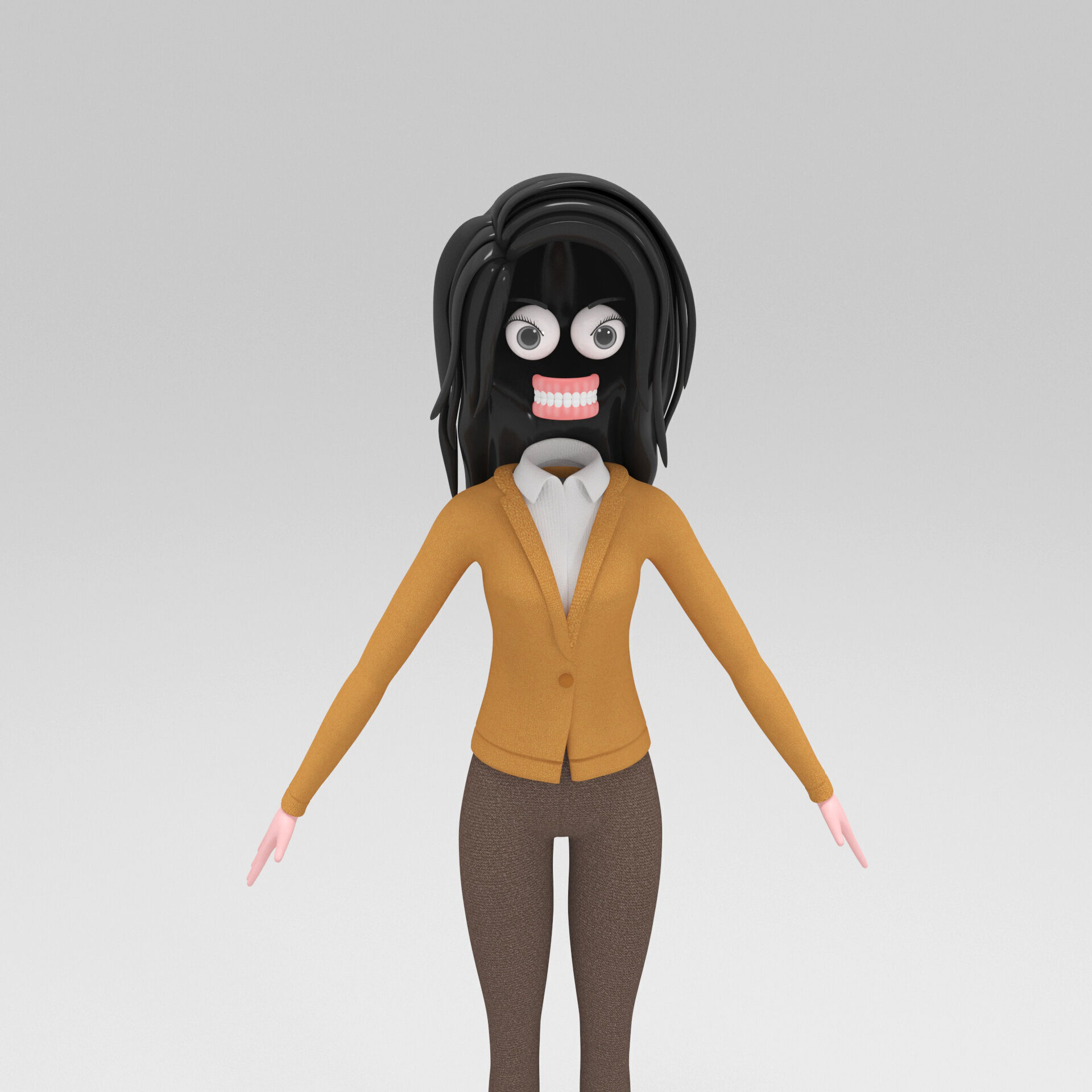 Girl Cartoon 3D model_7