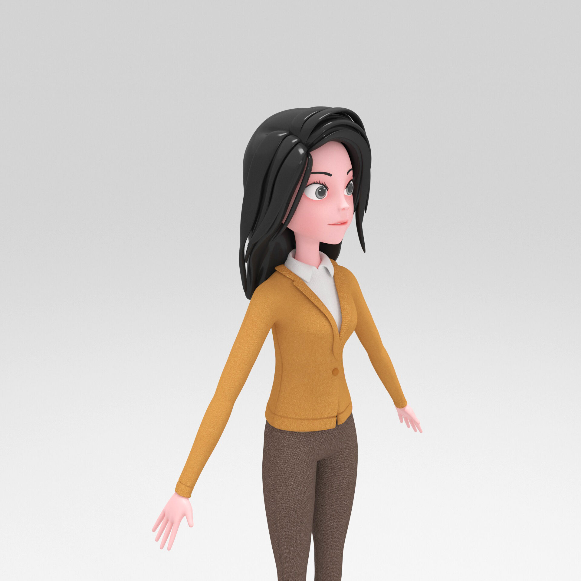 Girl Cartoon 3D model_8