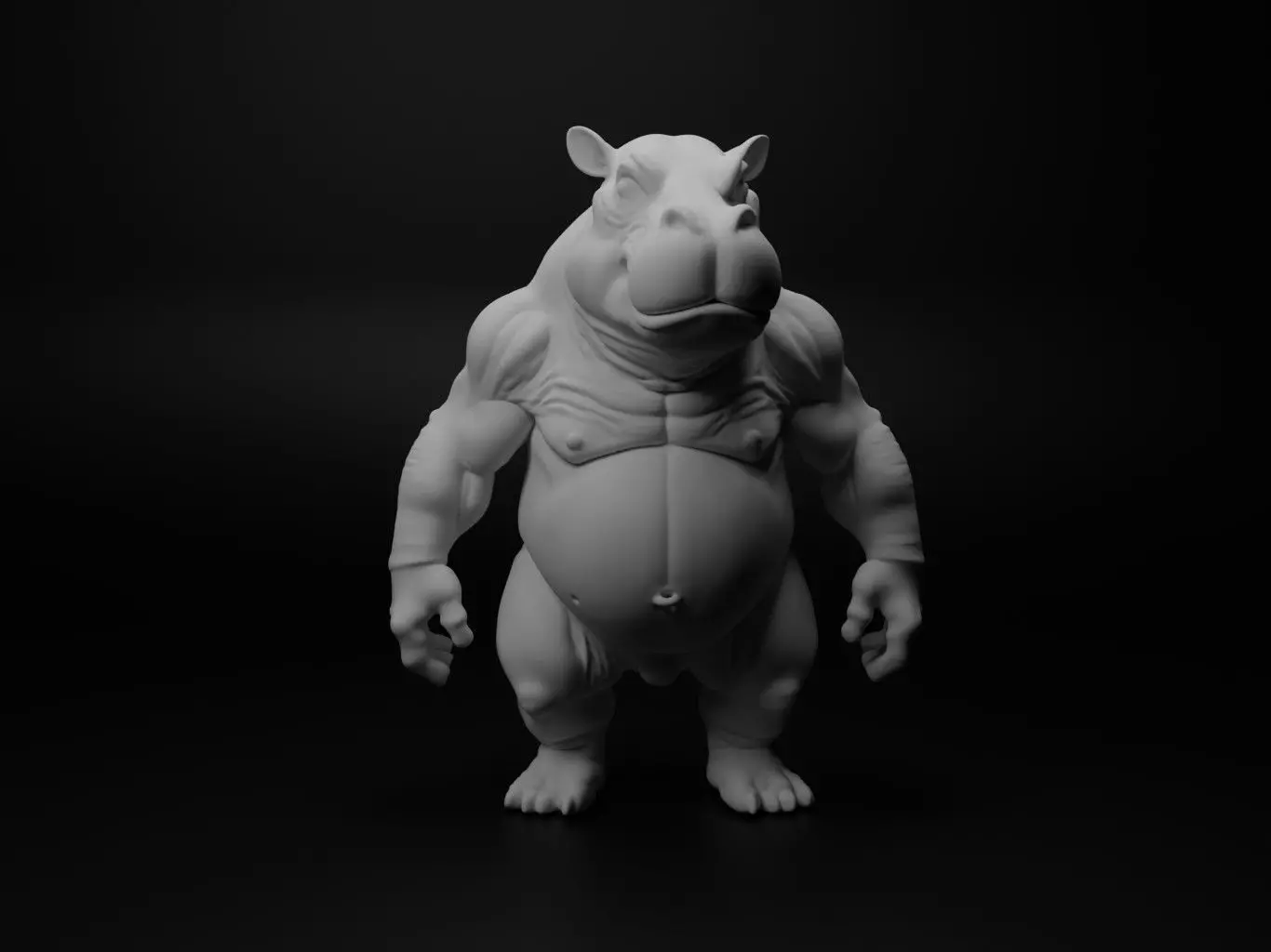 hippopotamus hybrid figure 3D print model