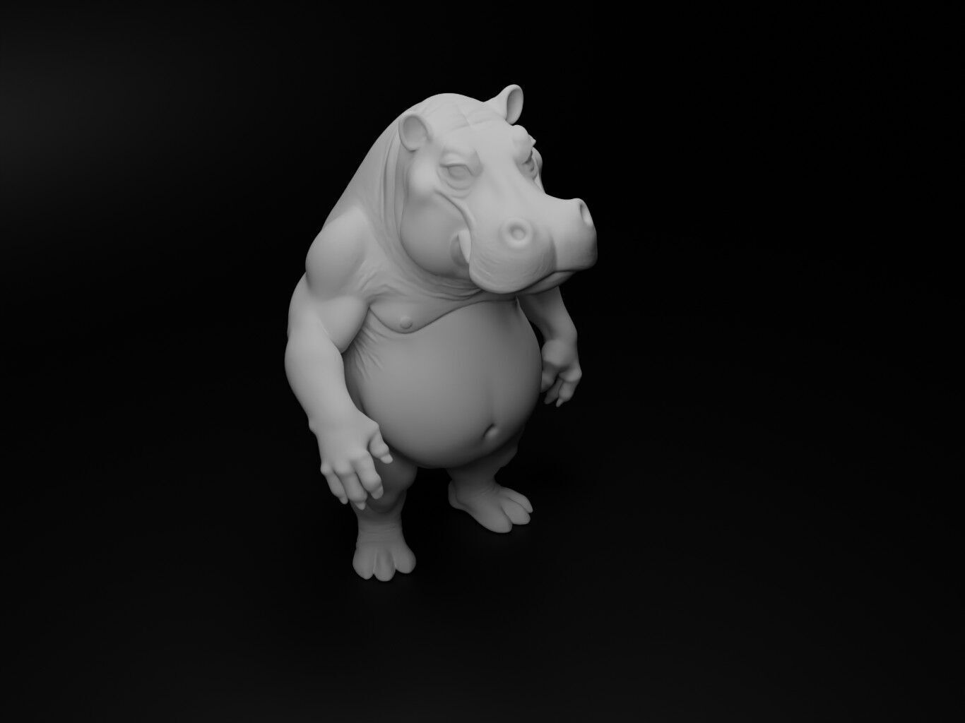 hippopotamus hybrid figure 3D print model_2