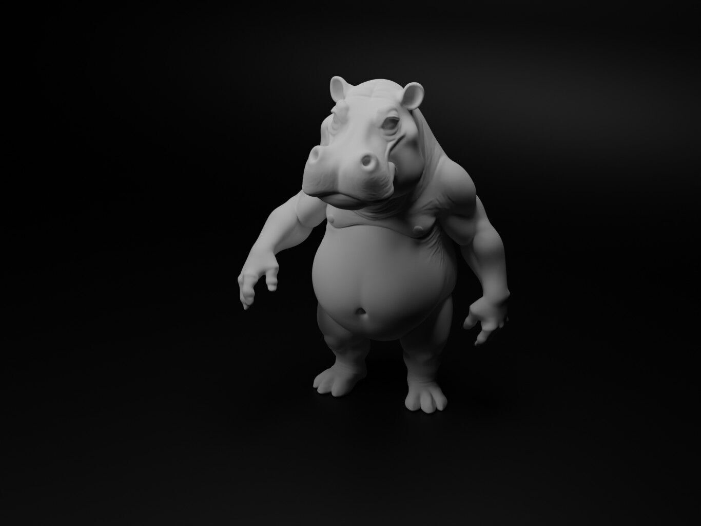 hippopotamus hybrid figure 3D print model_1