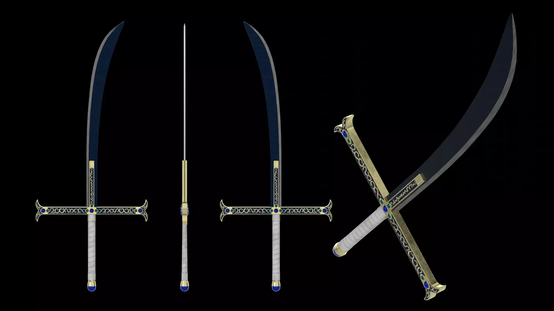 Dracule Mihawk Blade Low-poly 3D model_0