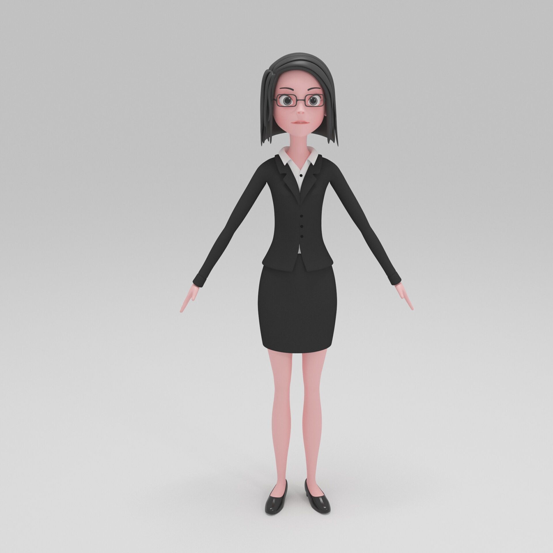 Girl Cartoon 3D model_2