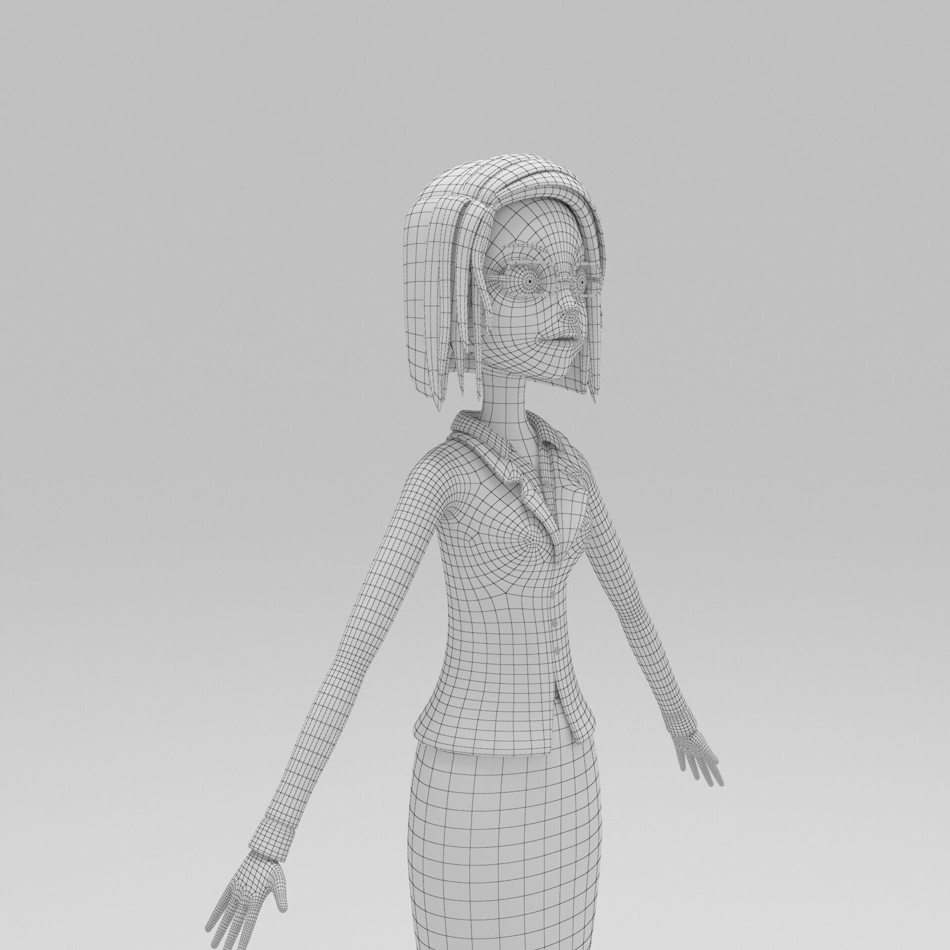 Girl Cartoon 3D model_9