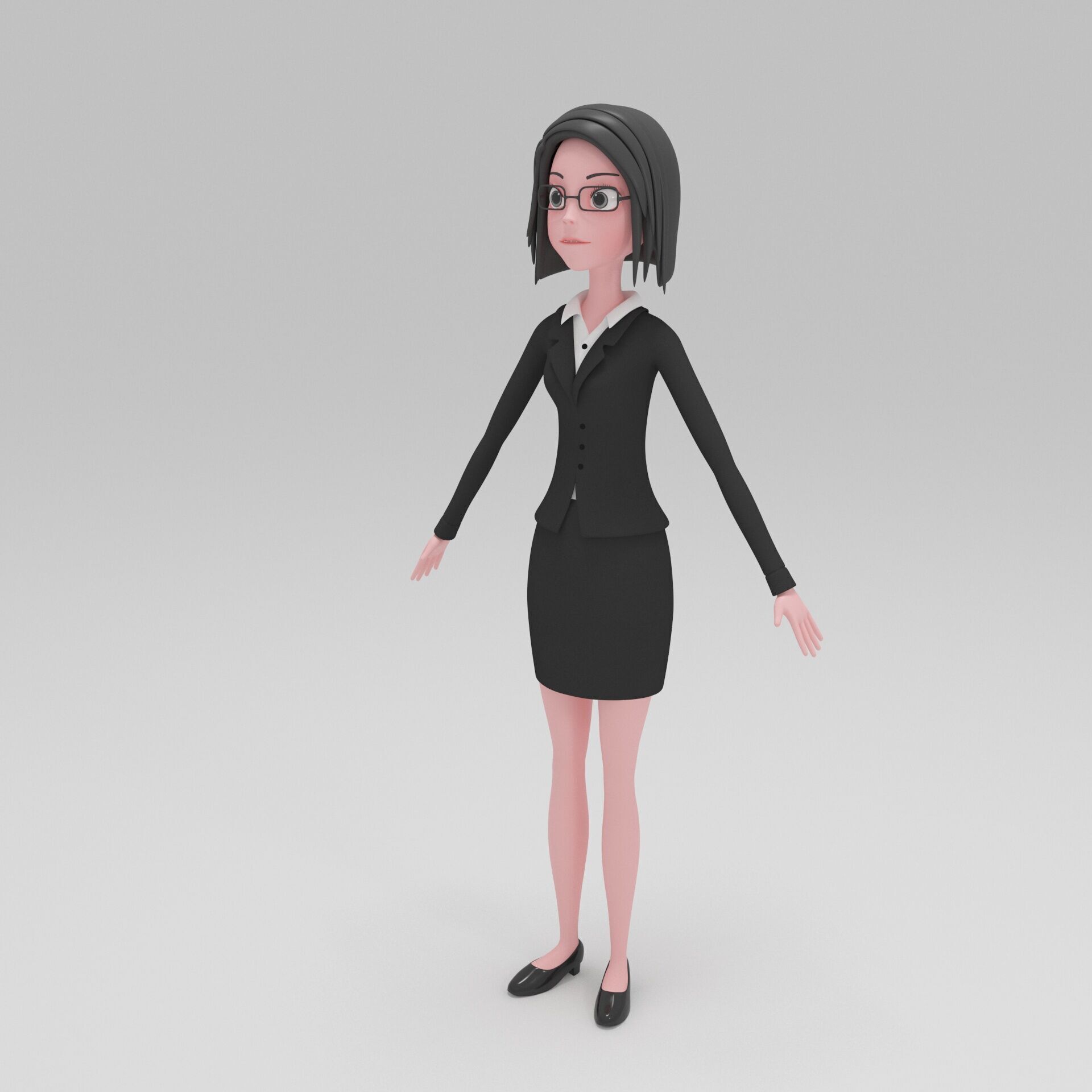 Girl Cartoon 3D model_3