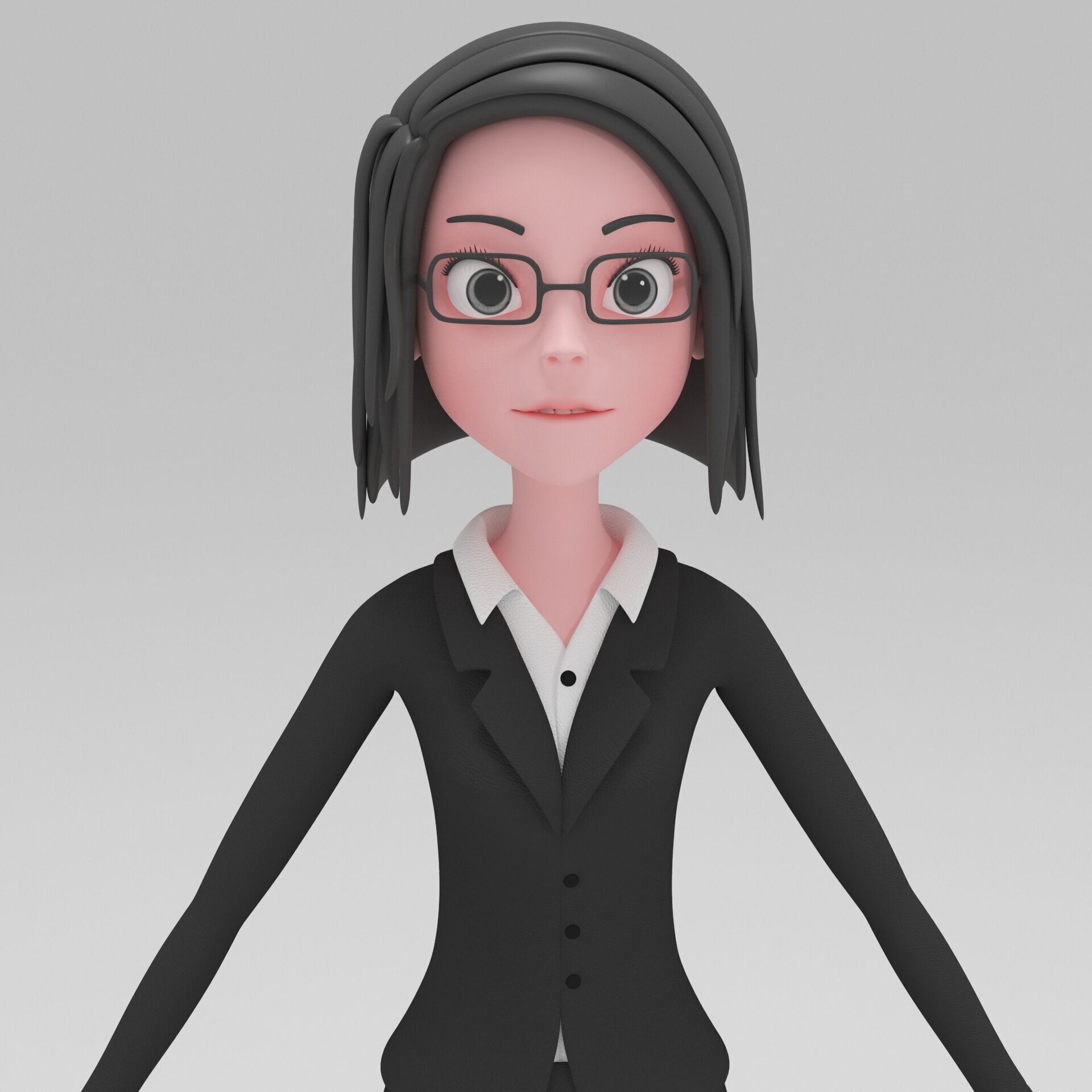 Girl Cartoon 3D model_5