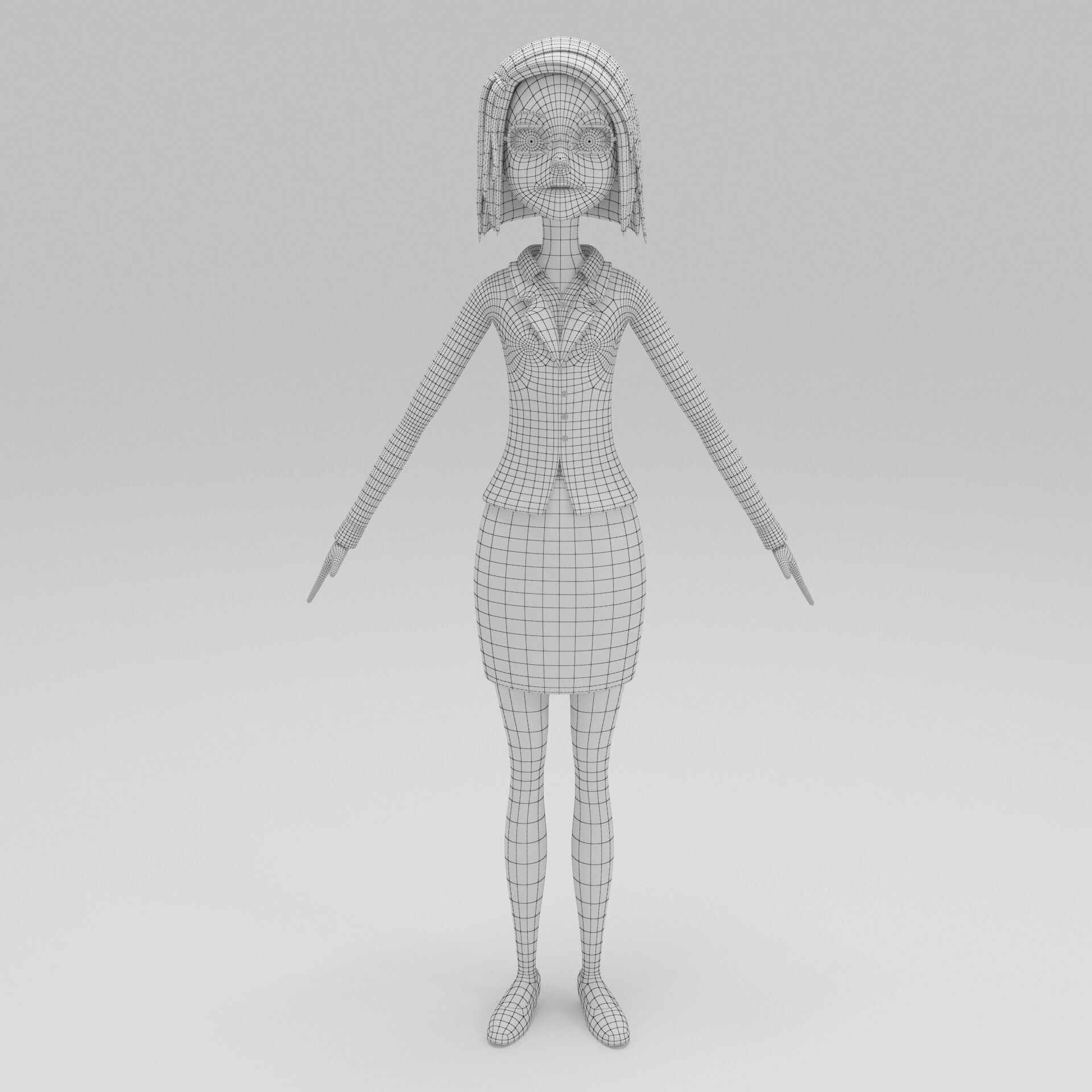 Girl Cartoon 3D model_8