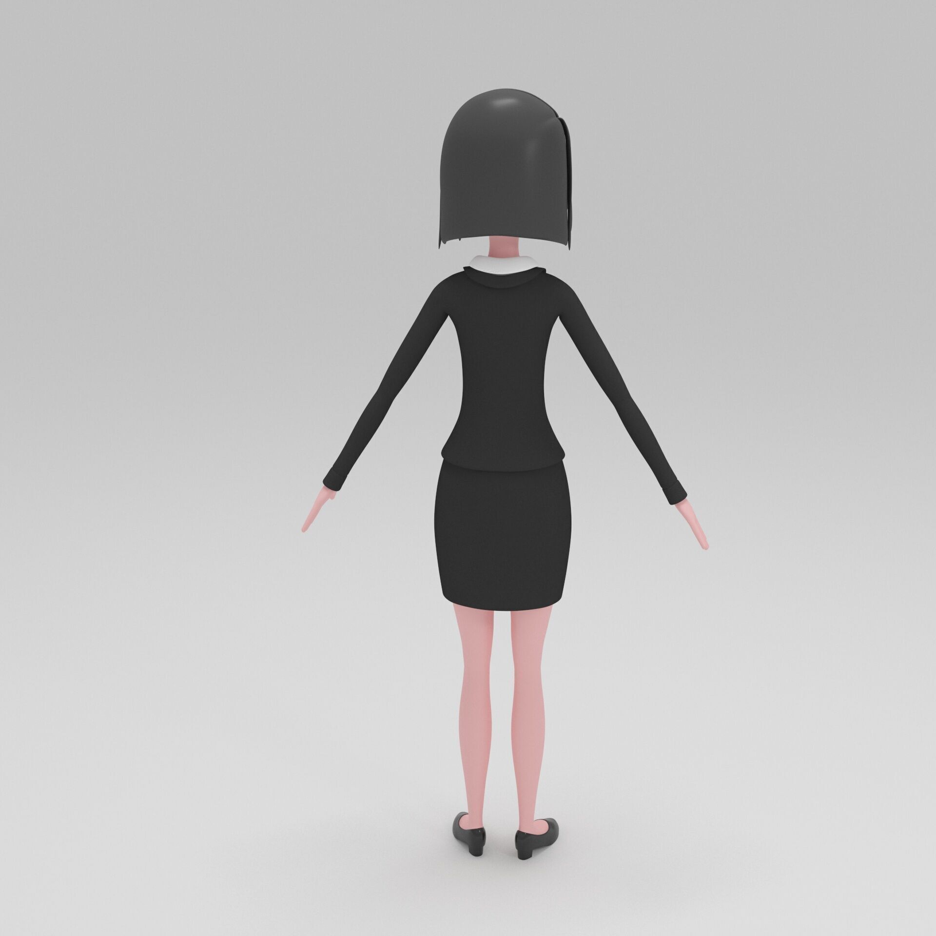 Girl Cartoon 3D model_4