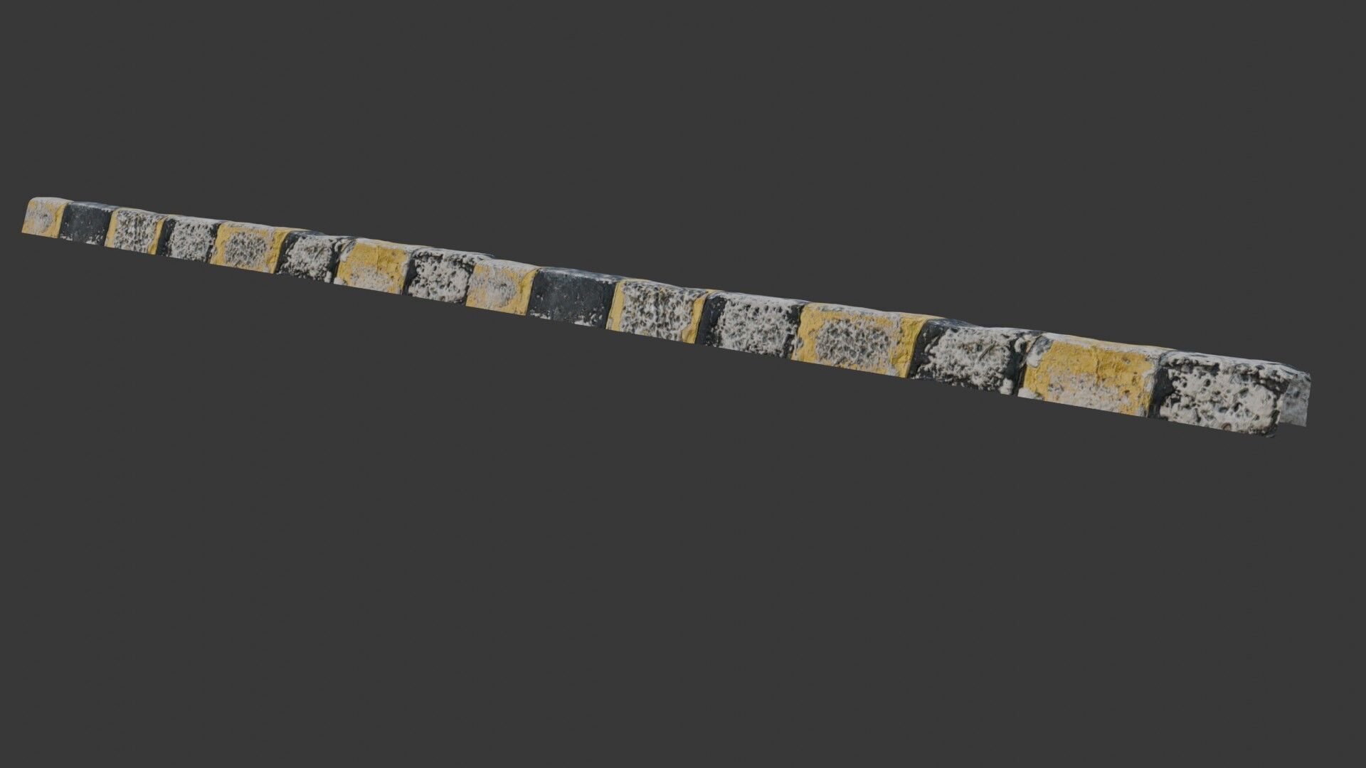 Worn Concrete Road Barrier Scan Low-poly 3D model_1