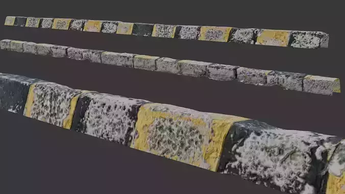 Worn Concrete Road Barrier Scan
