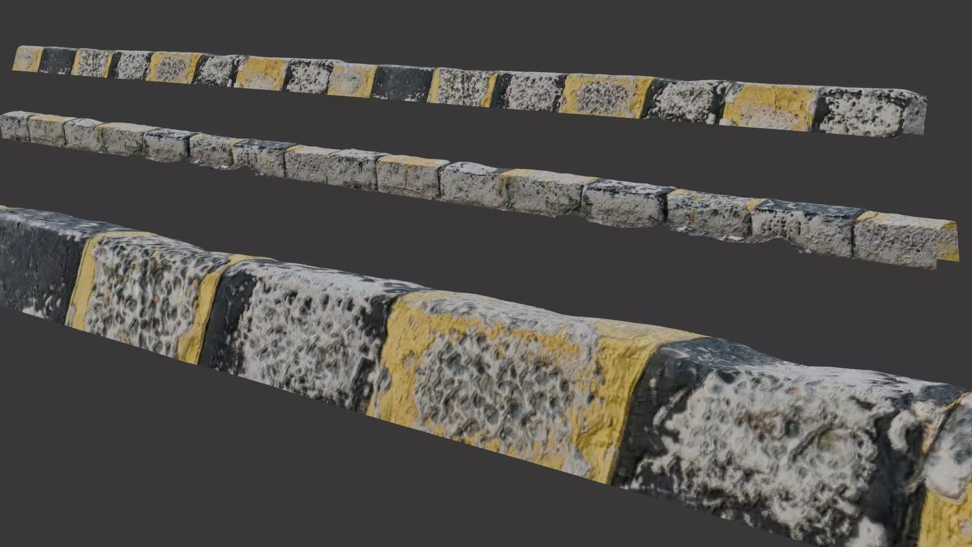 Worn Concrete Road Barrier Scan Low-poly 3D model_0