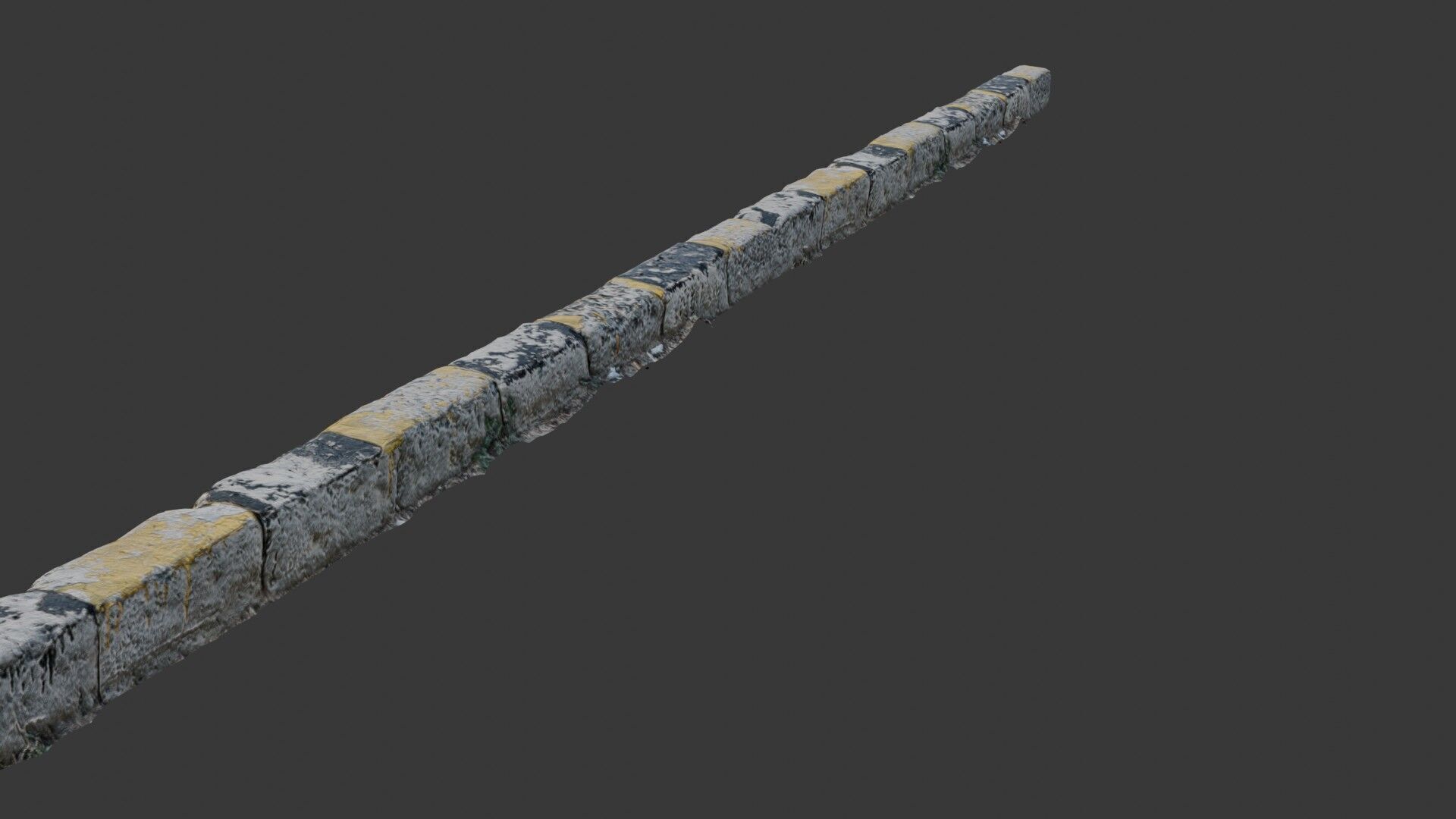Worn Concrete Road Barrier Scan Low-poly 3D model_5