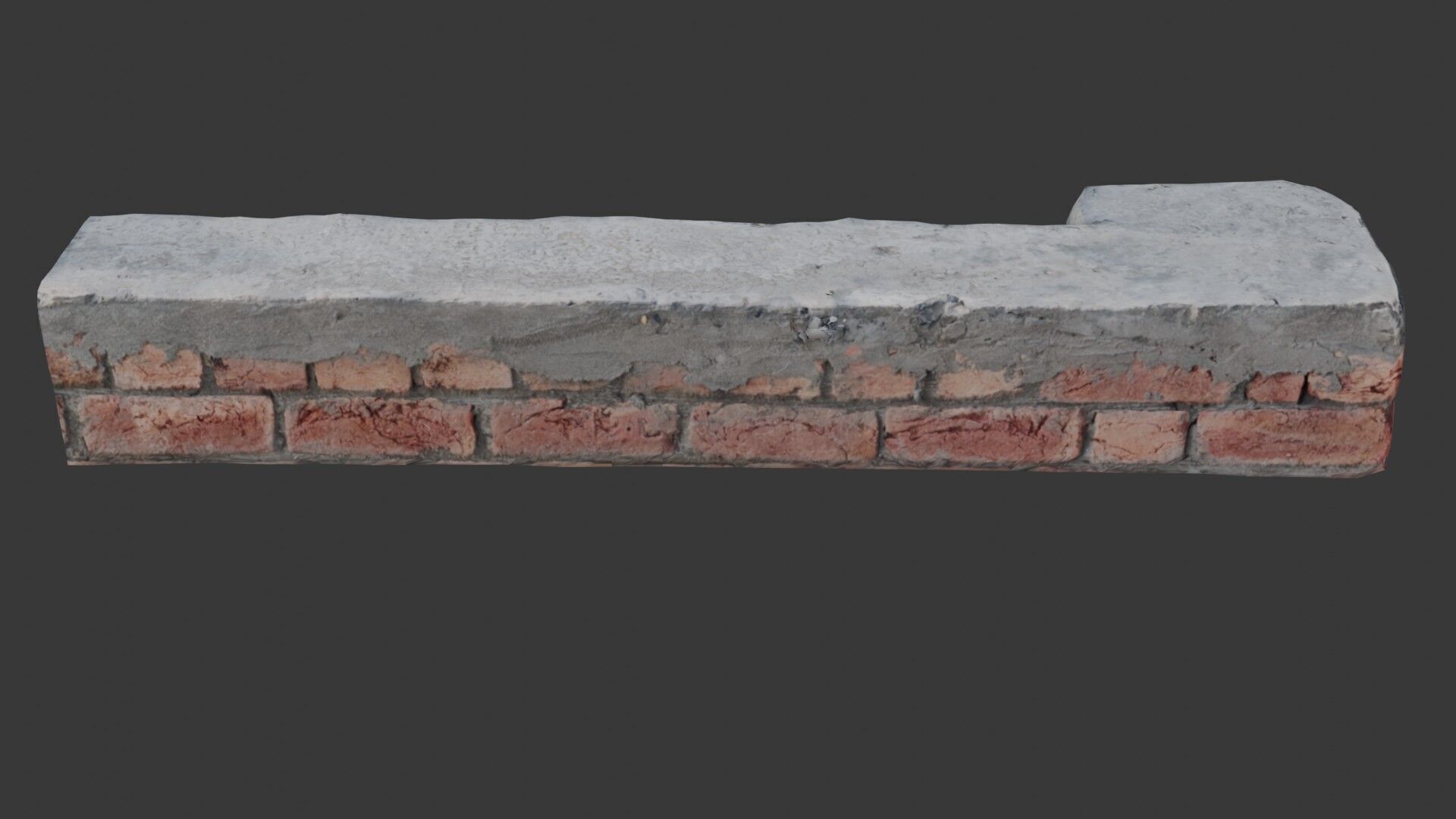 Brick and Concrete Beam Scan Low-poly 3D model_1
